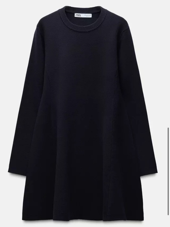 Zara Dresses & Skirts - Zara Navy Blue Knit Dress Long Sleeve A-Line Size L NWT